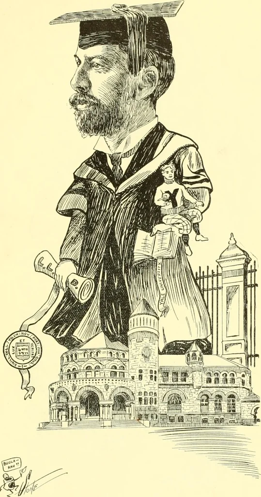 An illustration from Men of New Haven in cartoon, 1906, leaf 12