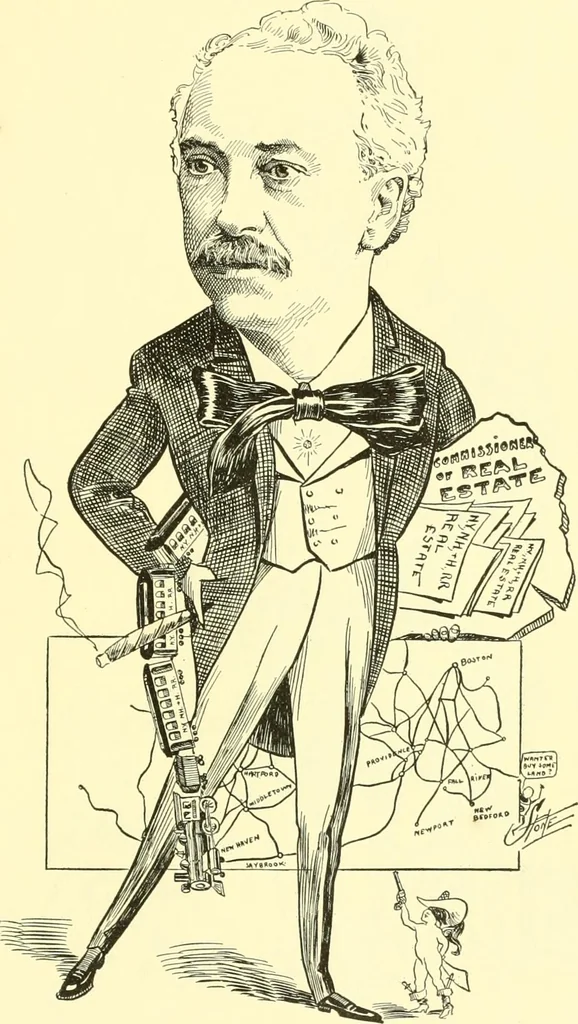An illustration from Men of New Haven in cartoon, 1906, leaf 18
