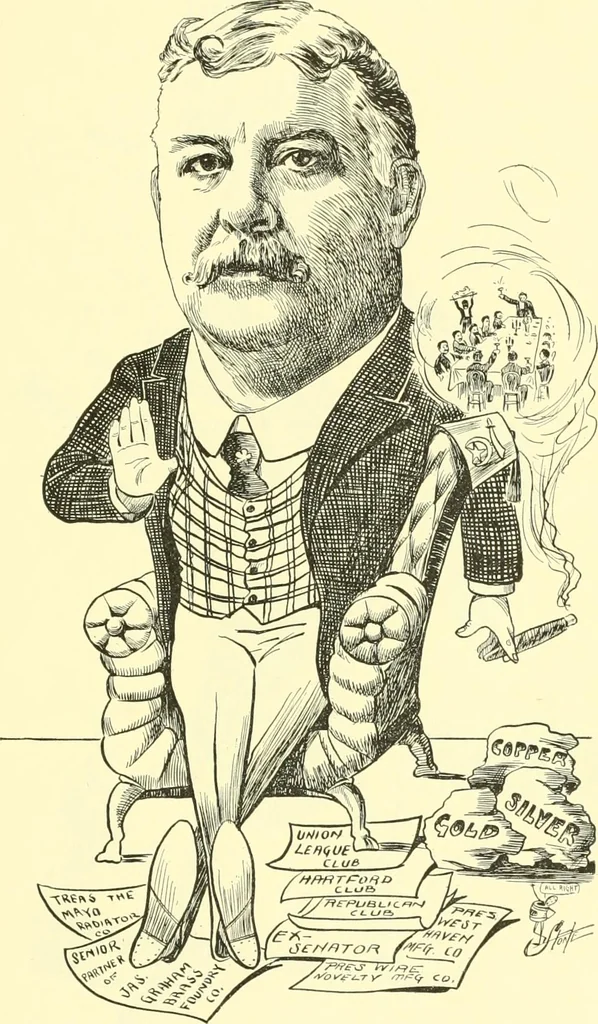 An illustration from Men of New Haven in cartoon, 1906, leaf 28