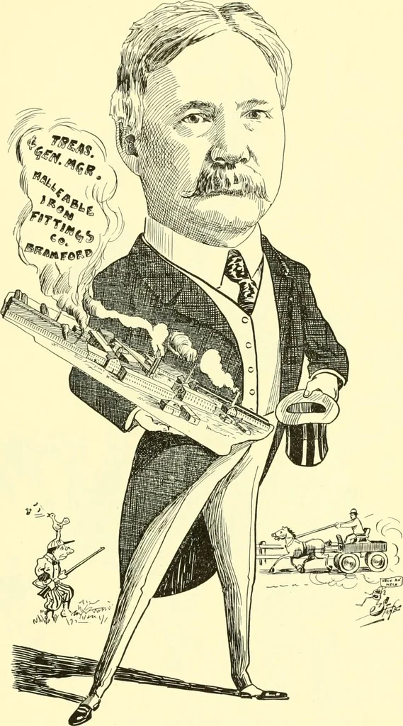 An illustration from Men of New Haven in cartoon, 1906, leaf 30