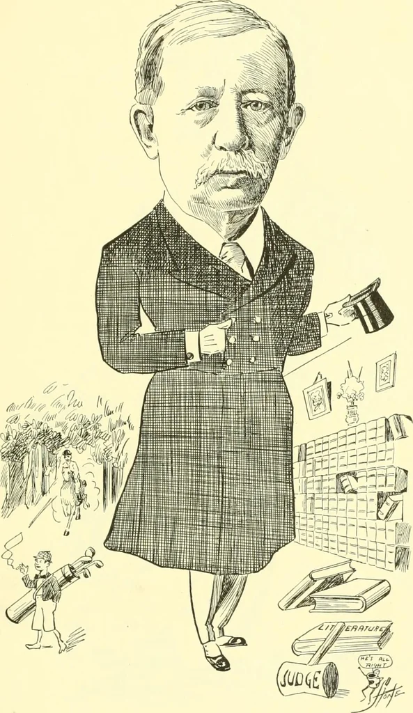 An illustration from Men of New Haven in cartoon, 1906, leaf 32