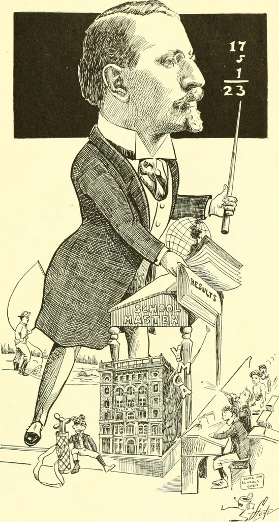 An illustration from Men of New Haven in cartoon, 1906, leaf 46
