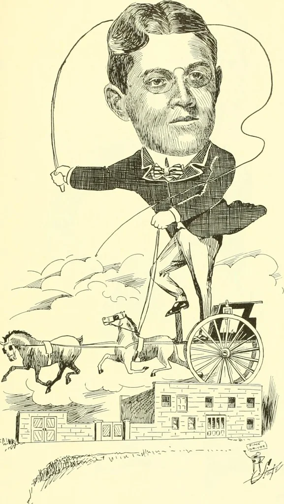 An illustration from Men of New Haven in cartoon, 1906, leaf 62