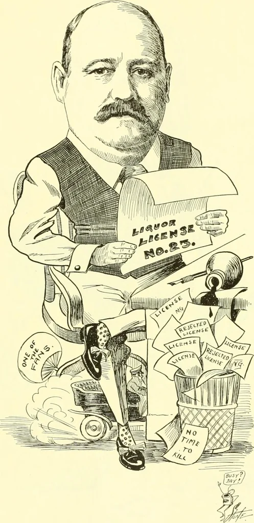 An illustration from Men of New Haven in cartoon, 1906, leaf 66