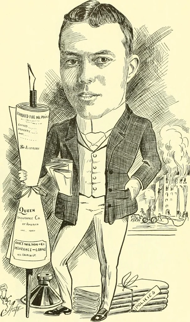 An illustration from Men of New Haven in cartoon, 1906, leaf 70