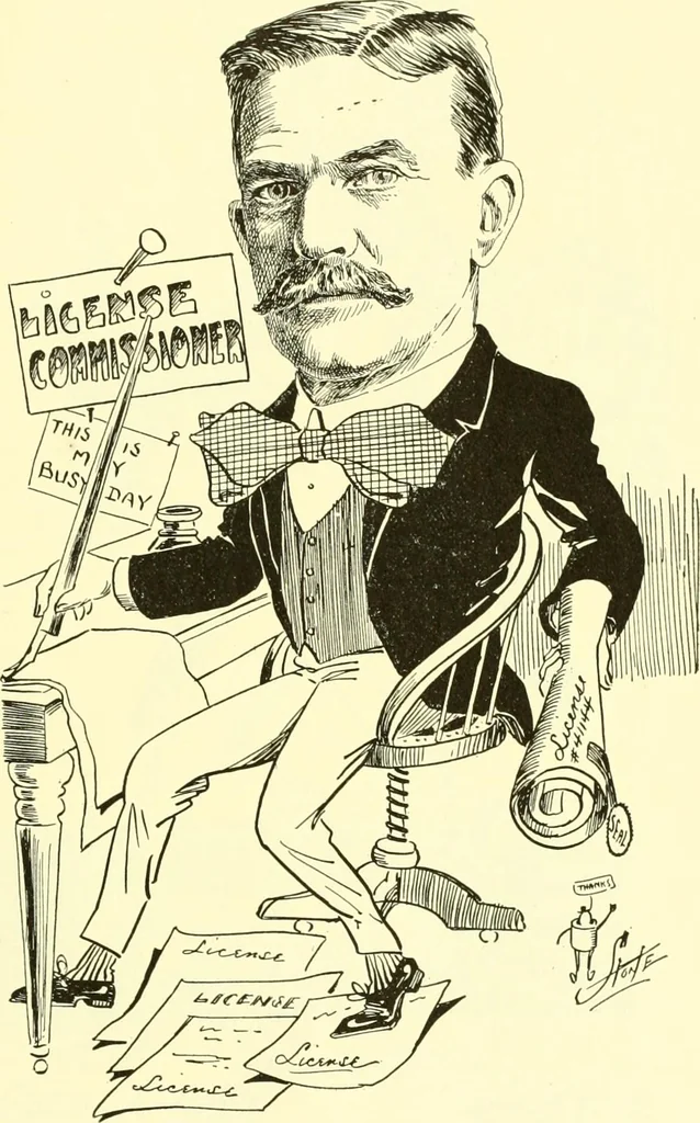 An illustration from Men of New Haven in cartoon, 1906, leaf 76