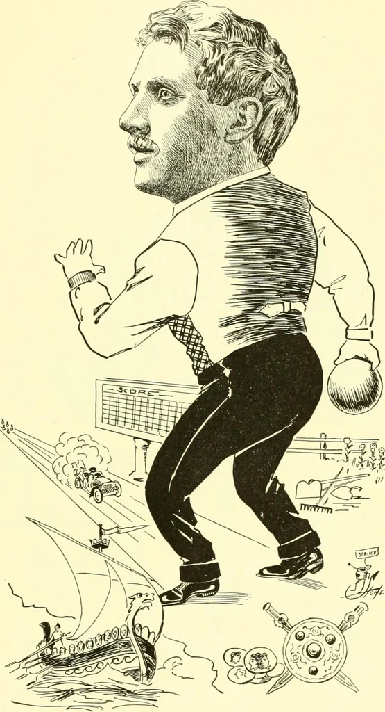An illustration from Men of New Haven in cartoon, 1906, leaf 82