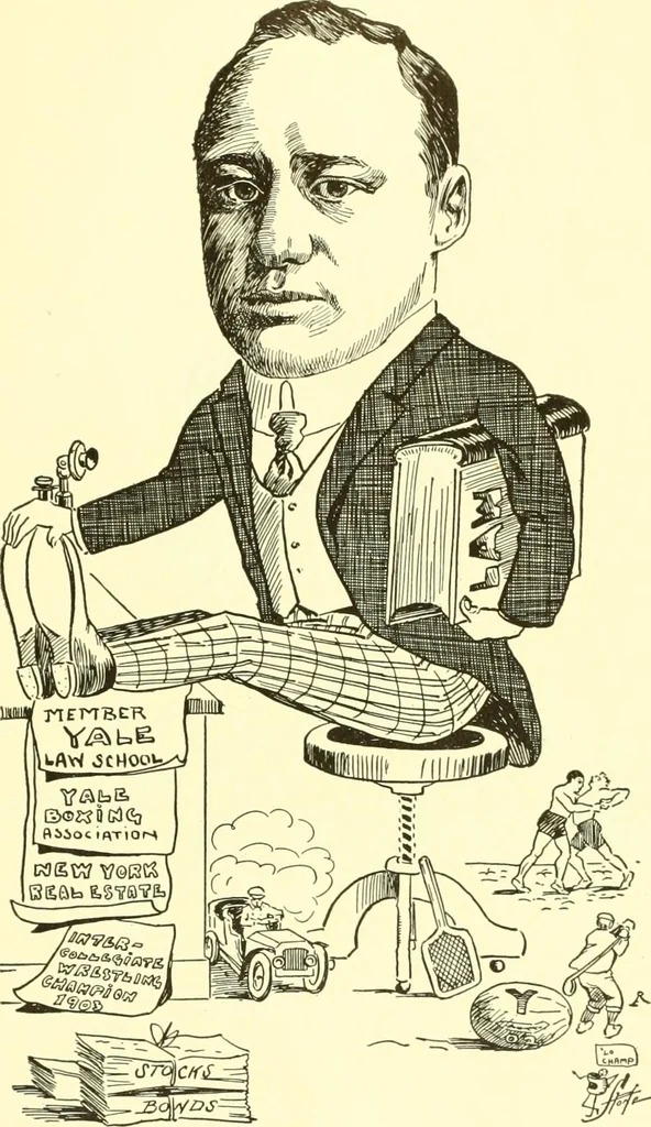 An illustration from Men of New Haven in cartoon, 1906, leaf 94