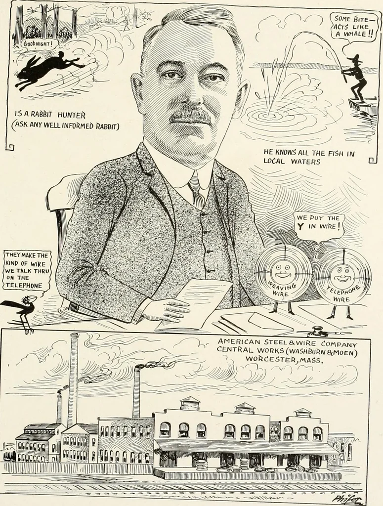 An illustration from Men of Worcester in caricature ;, 1917, leaf 100