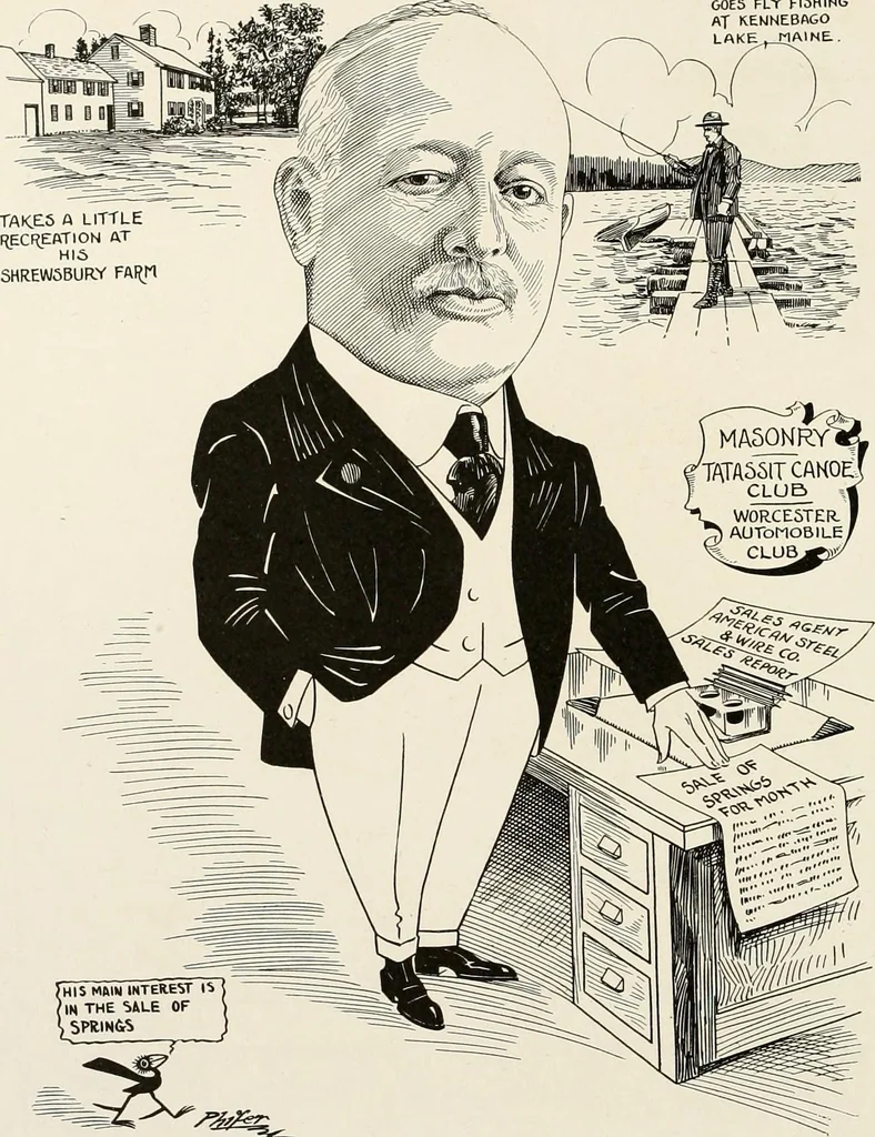 An illustration from Men of Worcester in caricature ;, 1917, leaf 101