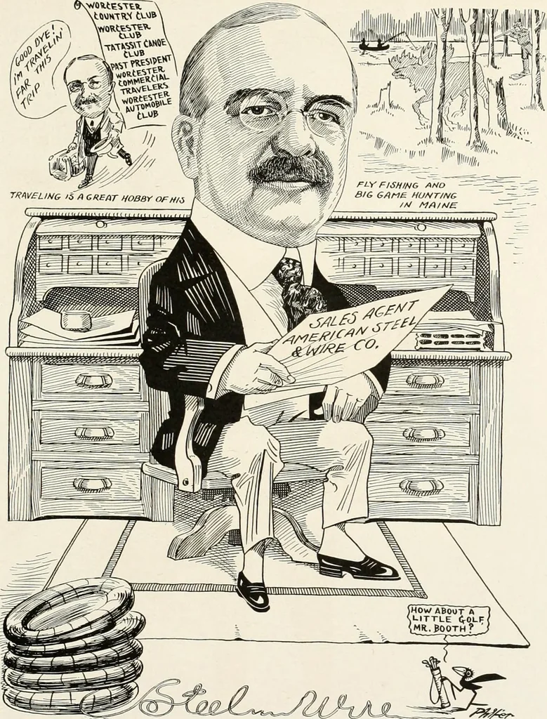 An illustration from Men of Worcester in caricature ;, 1917, leaf 104