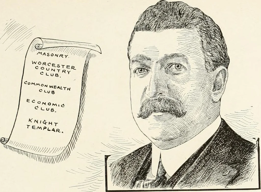 An illustration from Men of Worcester in caricature ;, 1917, leaf 108