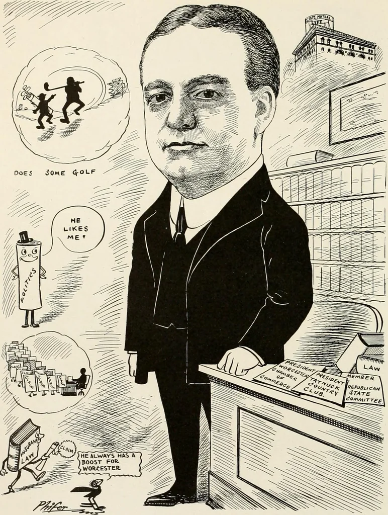 An illustration from Men of Worcester in caricature ;, 1917, leaf 11