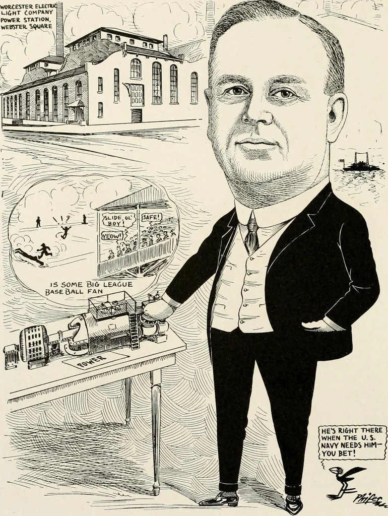 An illustration from Men of Worcester in caricature ;, 1917, leaf 117