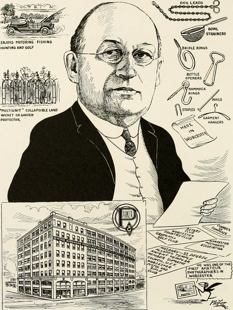 An illustration from Men of Worcester in caricature ;, 1917, leaf 121