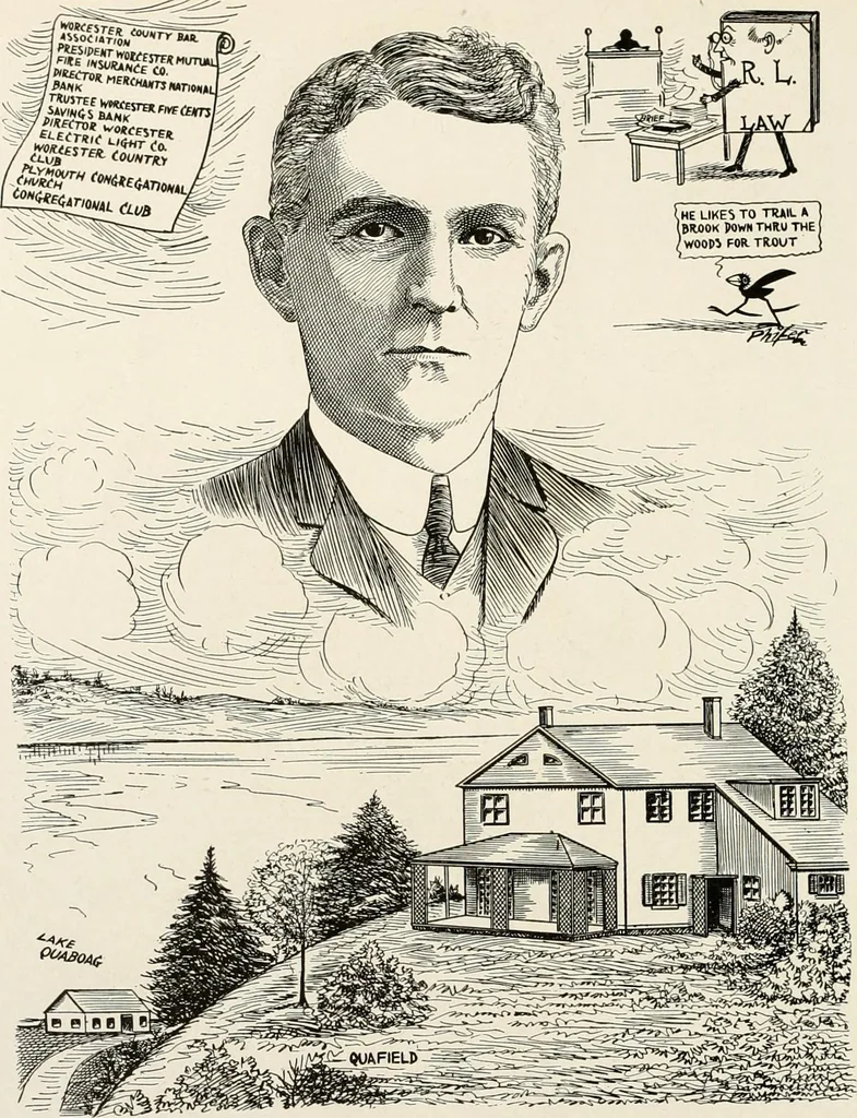 An illustration from Men of Worcester in caricature ;, 1917, leaf 129