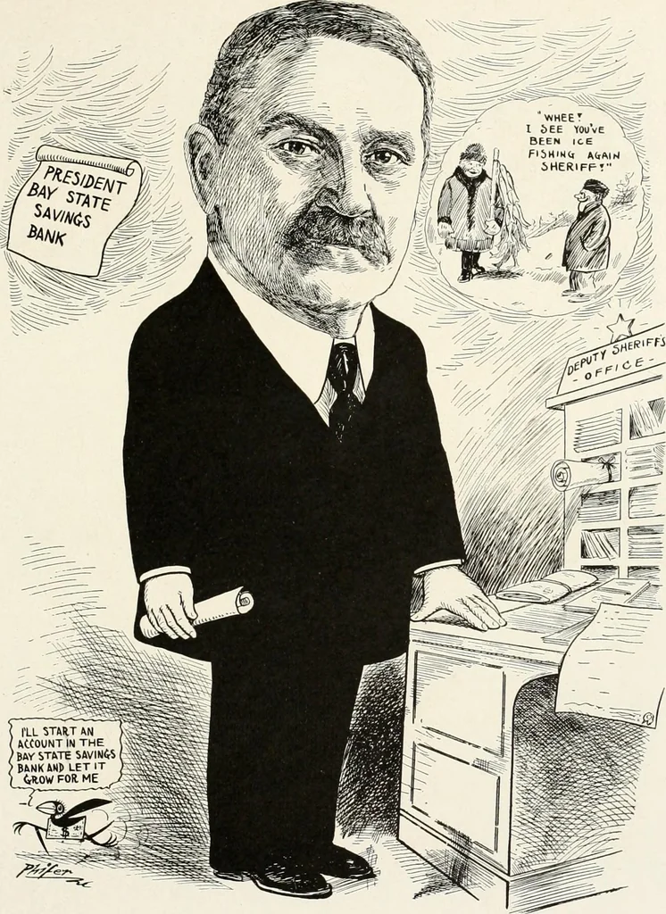 An illustration from Men of Worcester in caricature ;, 1917, leaf 132