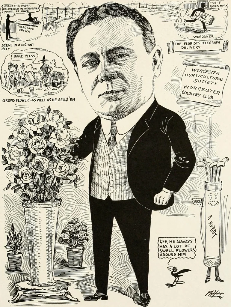 An illustration from Men of Worcester in caricature ;, 1917, leaf 138