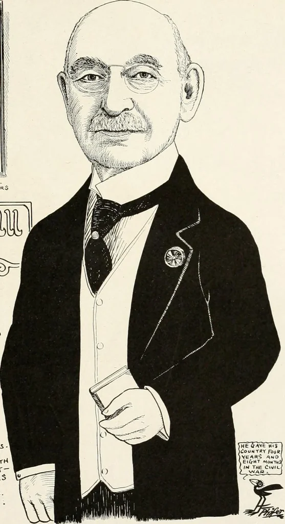 An illustration from Men of Worcester in caricature ;, 1917, leaf 140