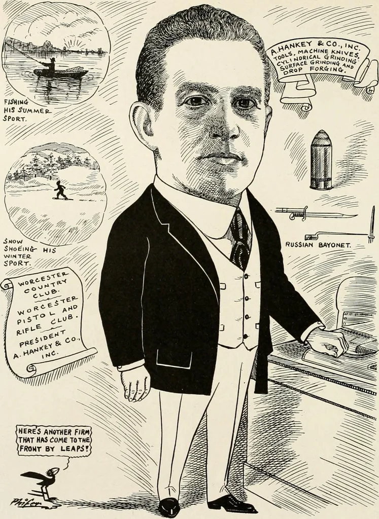 An illustration from Men of Worcester in caricature ;, 1917, leaf 141