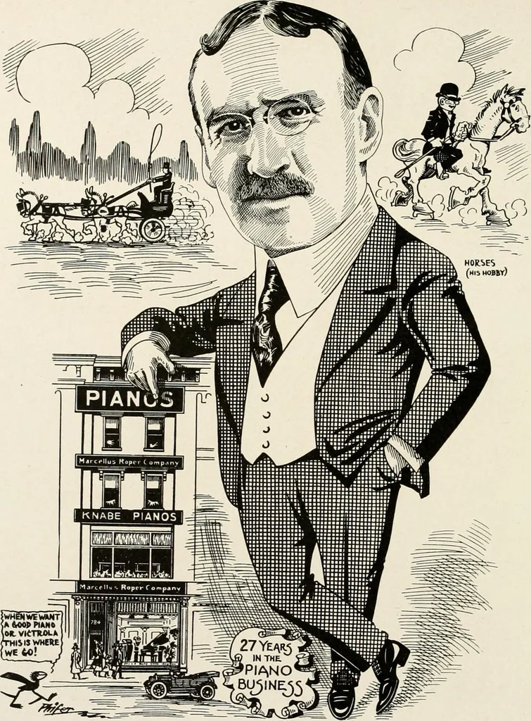 An illustration from Men of Worcester in caricature ;, 1917, leaf 143
