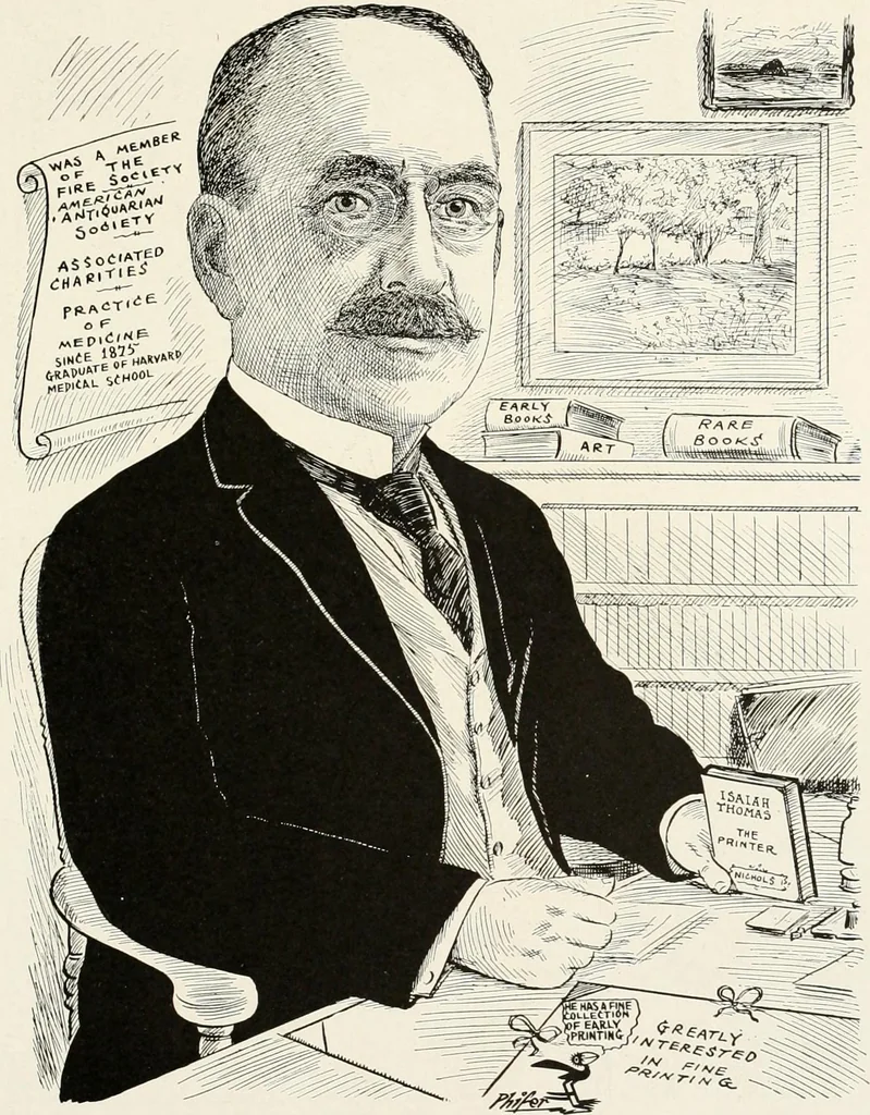 An illustration from Men of Worcester in caricature ;, 1917, leaf 146