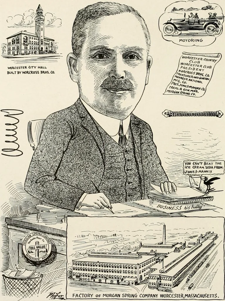 An illustration from Men of Worcester in caricature ;, 1917, leaf 147