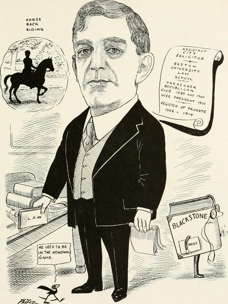 An illustration from Men of Worcester in caricature ;, 1917, leaf 154