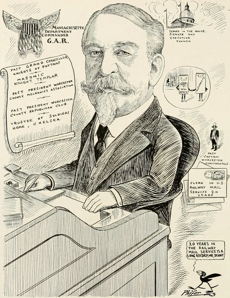 An illustration from Men of Worcester in caricature ;, 1917, leaf 169
