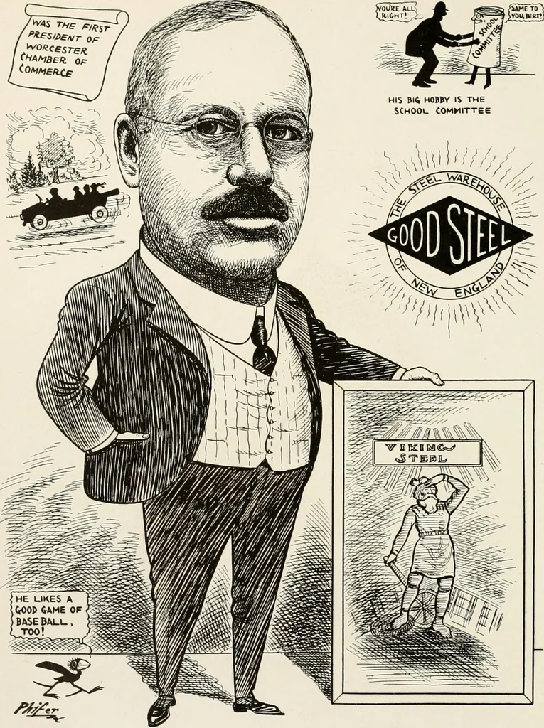 An illustration from Men of Worcester in caricature ;, 1917, leaf 17