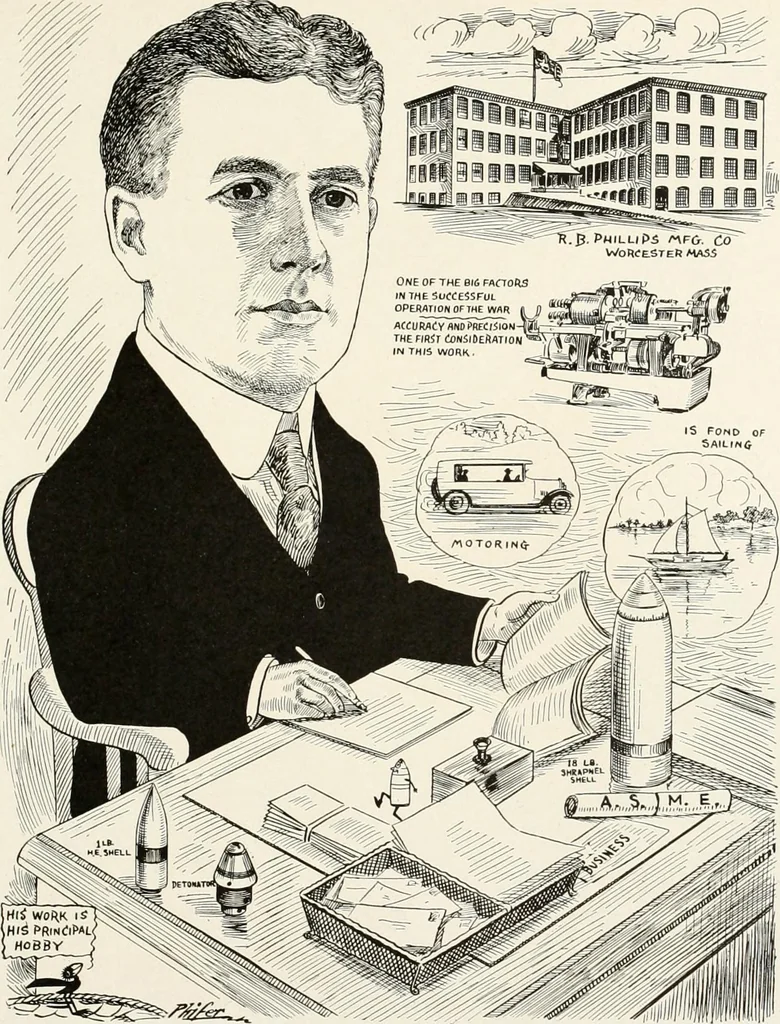 An illustration from Men of Worcester in caricature ;, 1917, leaf 176
