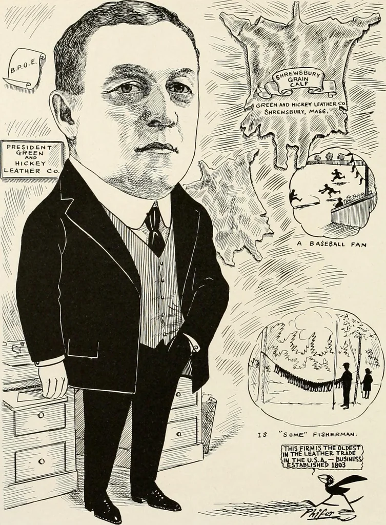 An illustration from Men of Worcester in caricature ;, 1917, leaf 179