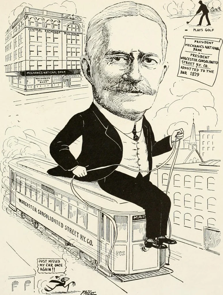 An illustration from Men of Worcester in caricature ;, 1917, leaf 18