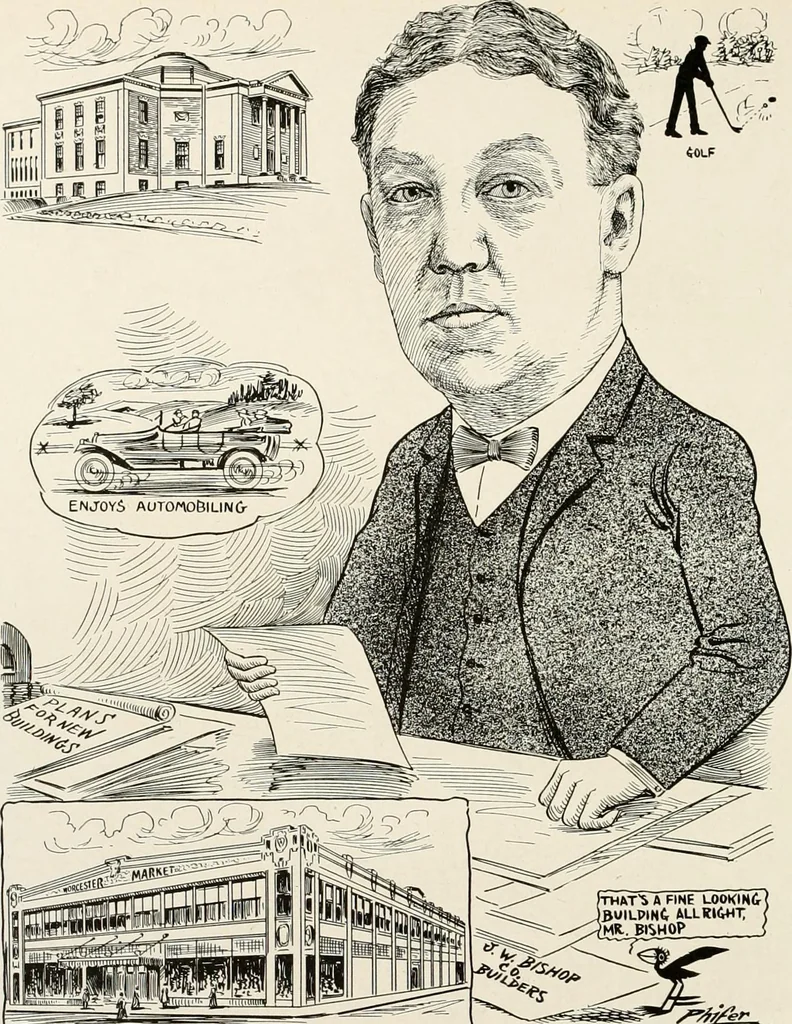 An illustration from Men of Worcester in caricature ;, 1917, leaf 181