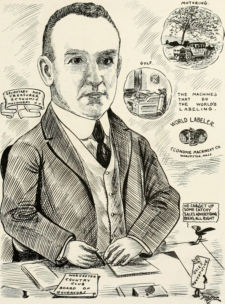 An illustration from Men of Worcester in caricature ;, 1917, leaf 184