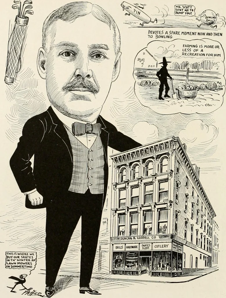An illustration from Men of Worcester in caricature ;, 1917, leaf 189