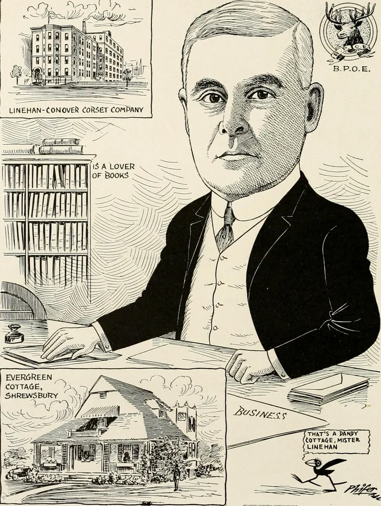An illustration from Men of Worcester in caricature ;, 1917, leaf 191