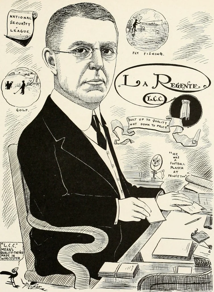 An illustration from Men of Worcester in caricature ;, 1917, leaf 192