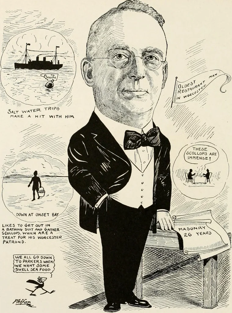 An illustration from Men of Worcester in caricature ;, 1917, leaf 193