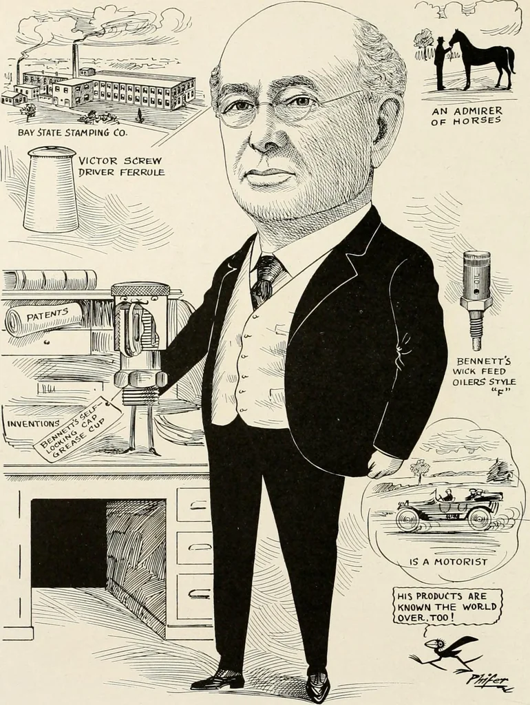 An illustration from Men of Worcester in caricature ;, 1917, leaf 195