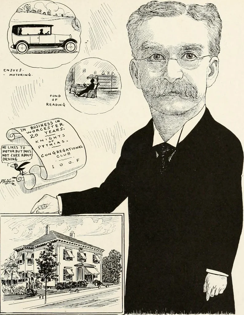 An illustration from Men of Worcester in caricature ;, 1917, leaf 198