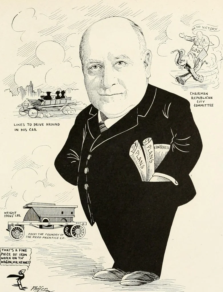 An illustration from Men of Worcester in caricature ;, 1917, leaf 204