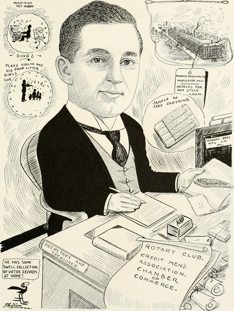 An illustration from Men of Worcester in caricature ;, 1917, leaf 206