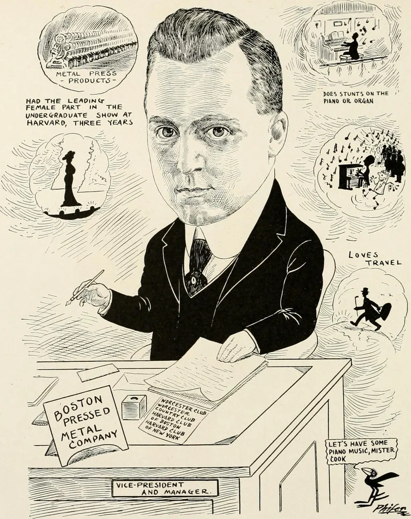 An illustration from Men of Worcester in caricature ;, 1917, leaf 211