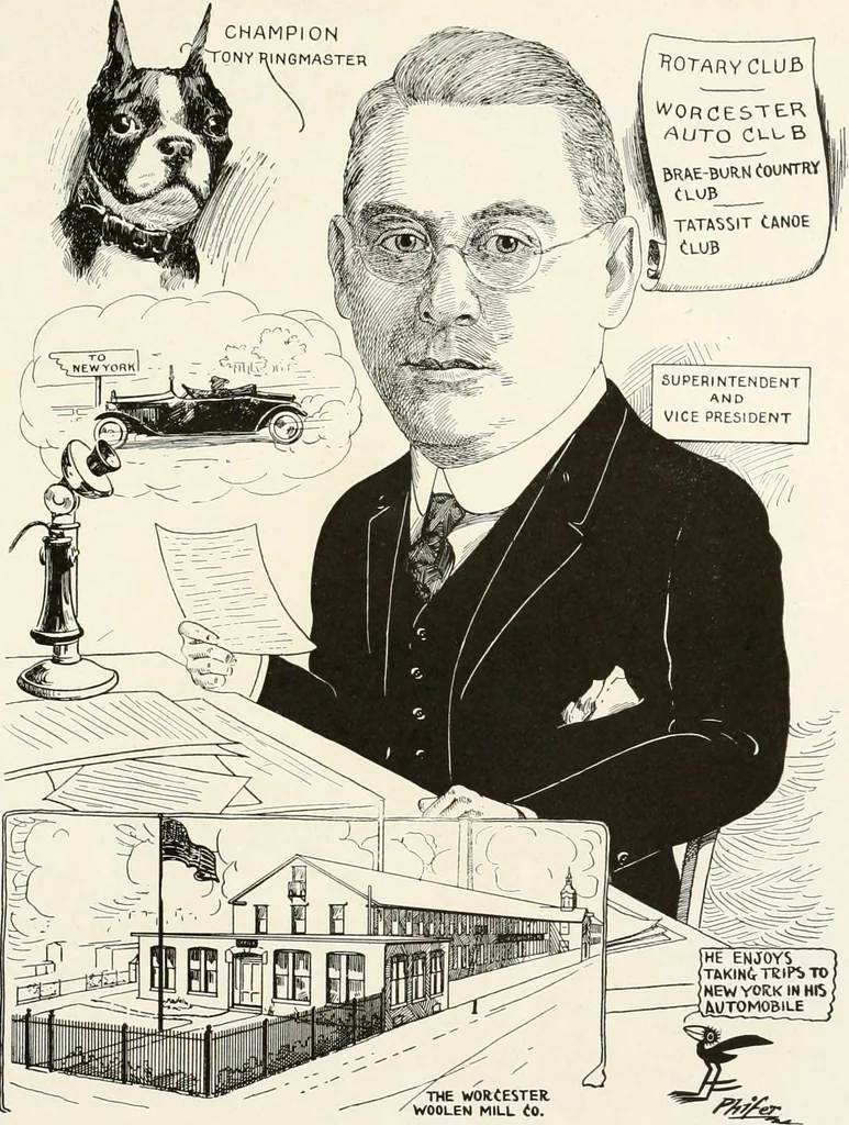An illustration from Men of Worcester in caricature ;, 1917, leaf 218