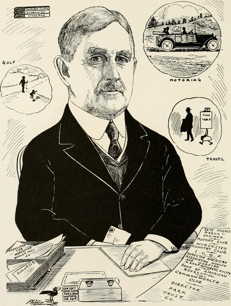 An illustration from Men of Worcester in caricature ;, 1917, leaf 219