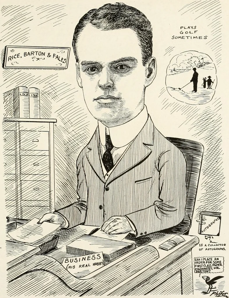 An illustration from Men of Worcester in caricature ;, 1917, leaf 224