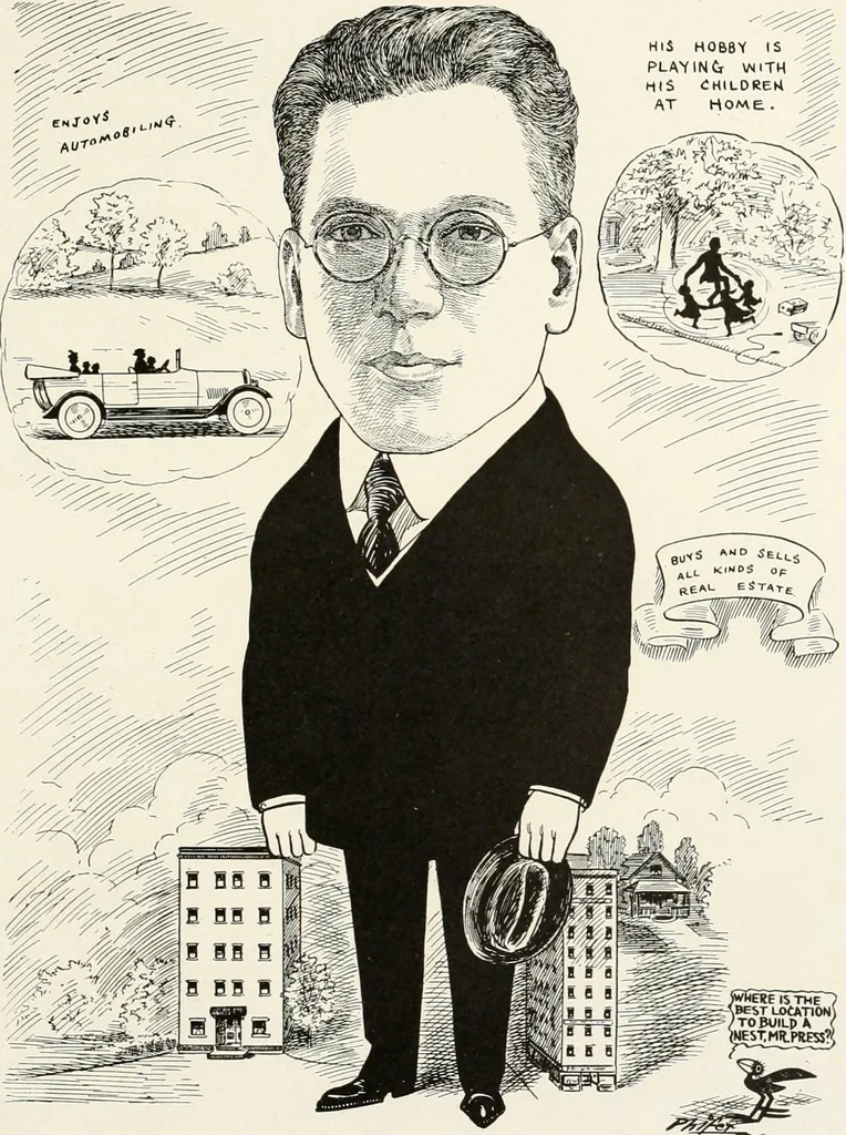 An illustration from Men of Worcester in caricature ;, 1917, leaf 228