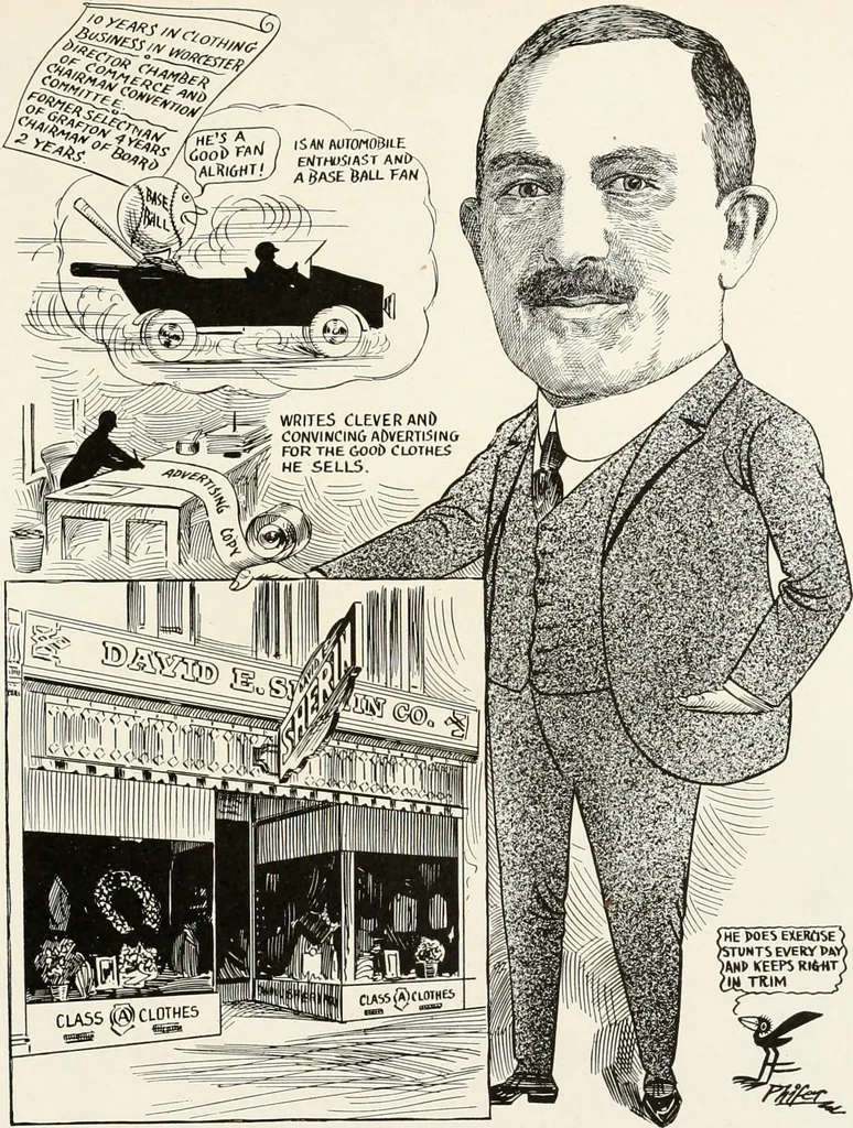 An illustration from Men of Worcester in caricature ;, 1917, leaf 234