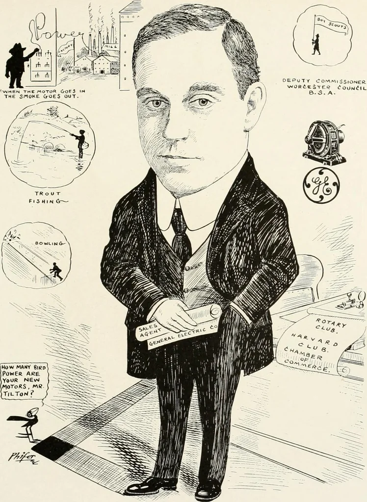 An illustration from Men of Worcester in caricature ;, 1917, leaf 236